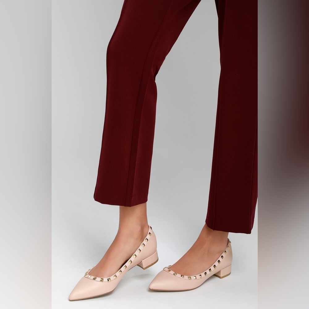 NEW! Lulus Adelyn Nude Studded Low Pointed-Toe Heels. 7.5. - Picture 4 of 15